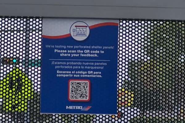 The new perforated bus shelters in the Gulfton area are currently in the pilot testing phase.